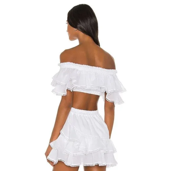 Charo Ruiz Ibiza Cata Top in White XSmall New Womens Cropped Blouse